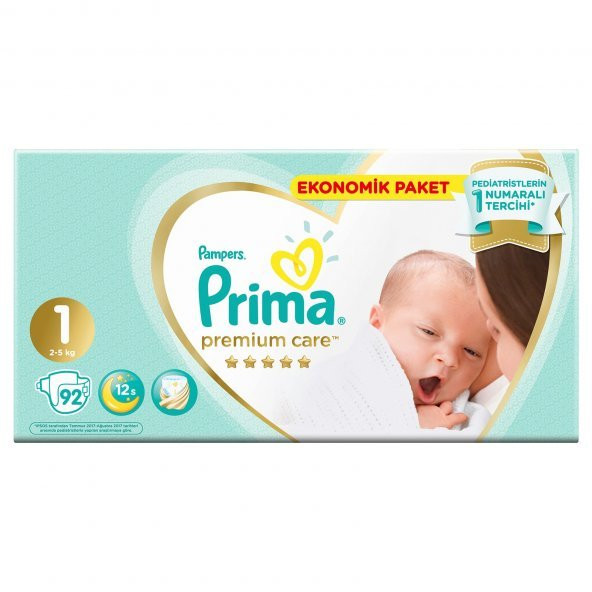 Prima Premium Care Yenidoğan 1 numara Bebek Bezi 92 Adet Fırsat Paketi