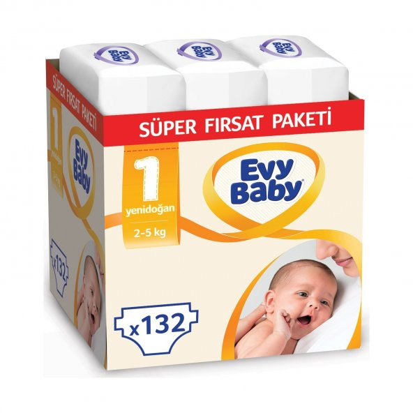 Evy Baby Bebek Bezi 1 Beden Yenidoğan Süper Fırsat Paketi 132 Adet