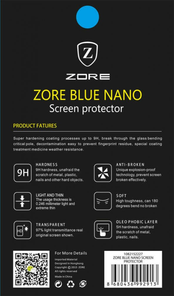 Galaxy A7 2017 Zore Blue Nano Screen Protector Temperli Ekran Koruyucu