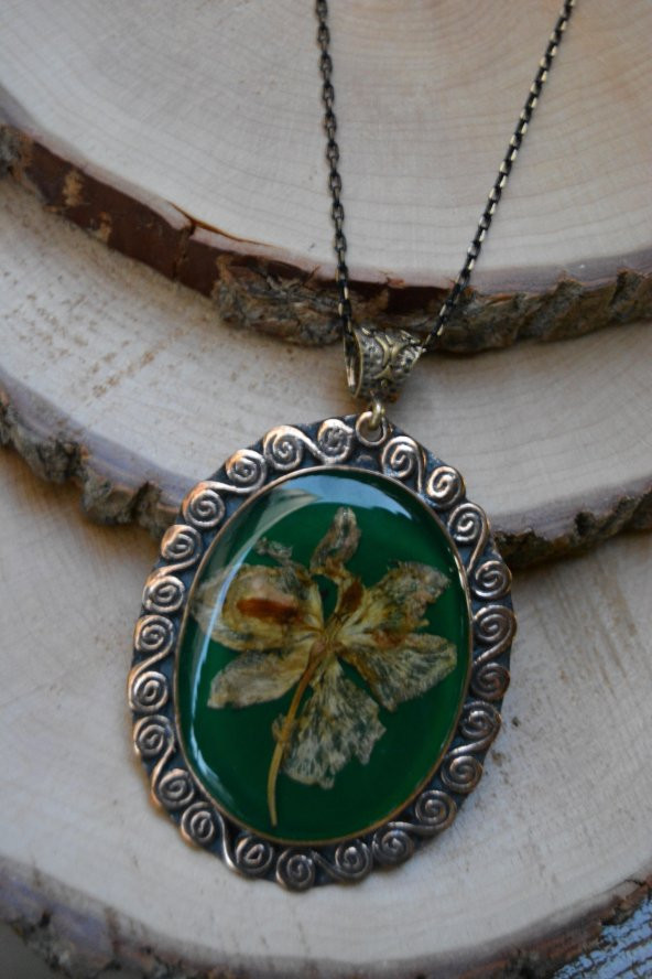 STONEAGE JEWELLERY Gerçek Çiçeklerden Tasarım Bayan Kolye ürün görseli