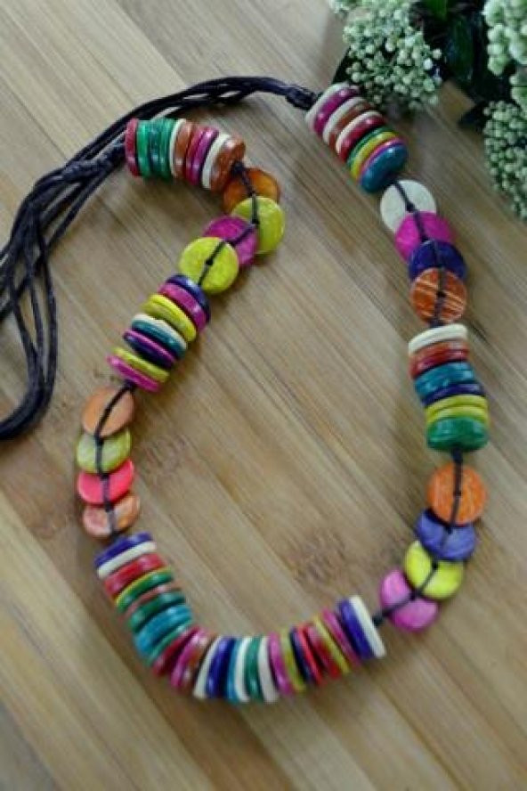 STONEAGE JEWELLERY Tahta Boncuklu Tasarım Bayan Kolye ürün görseli