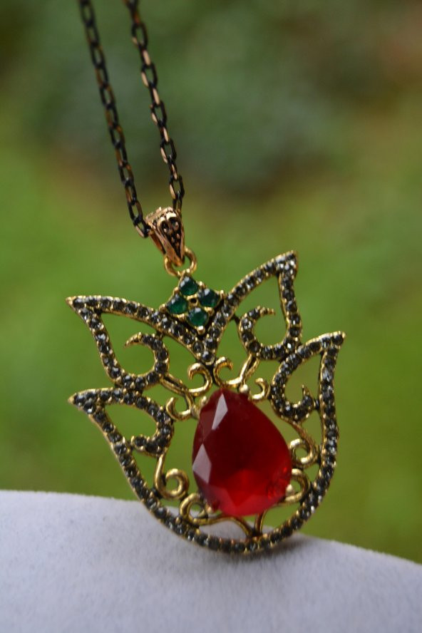 STONEAGE JEWELLERY Kök Yakut Otantik Bayan Kolye - 3