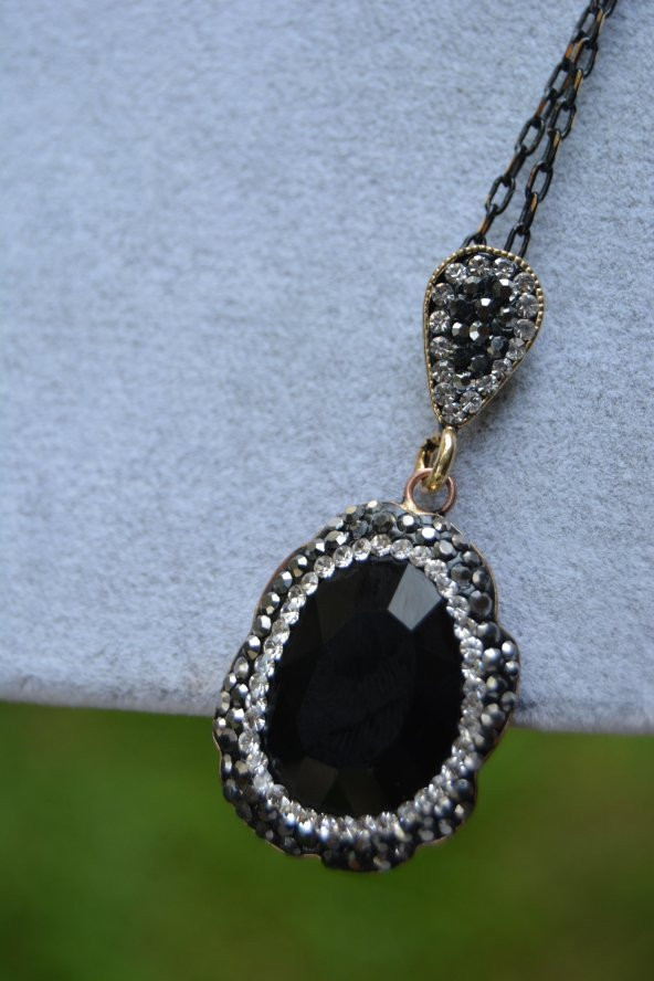 STONEAGE El Yapımı Siyah Taşlı Bayan Kolye - Resim 3