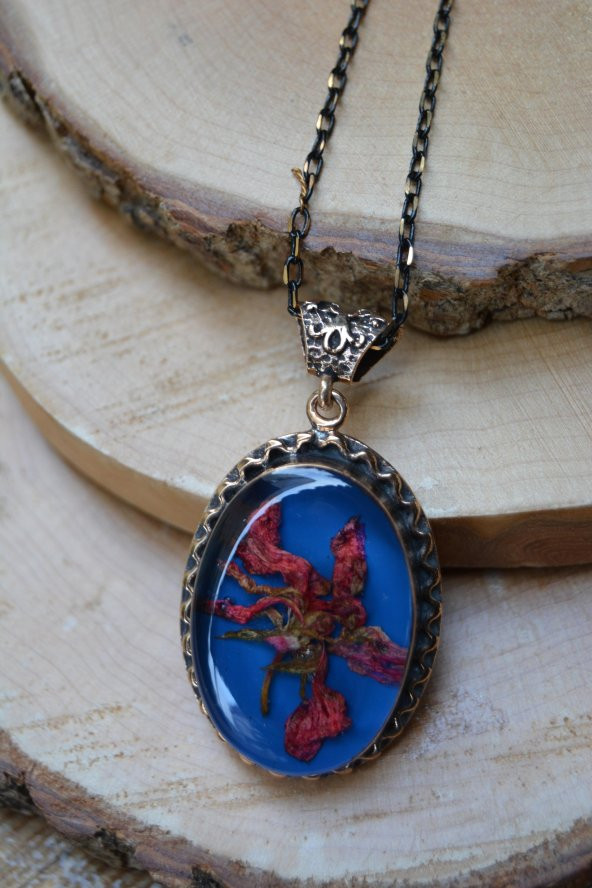 STONEAGE Yaşayan Bayan Kolye Gerçek Kuru Çiçekli ve Zincir Hediyeli - Resim 2