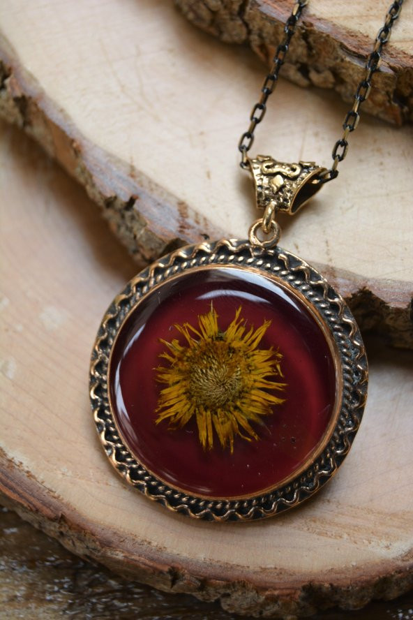 STONEAGE JEWELLERY Gerçek Çiçek El Yapımı Bayan Kolye - Resim 2