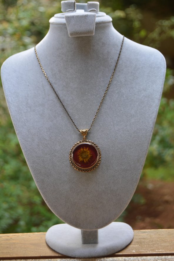 STONEAGE JEWELLERY Gerçek Çiçek El Yapımı Bayan Kolye - Resim 3