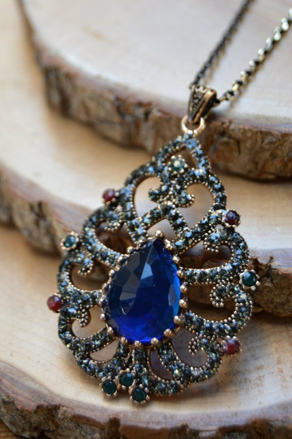 STONEAGE JEWELLERY Safir Taşlı Otantik Bayan Kolye - Resim 2