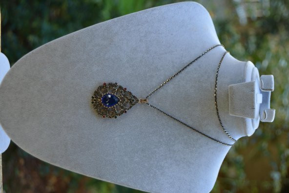 STONEAGE JEWELLERY Safir Taşlı Otantik Bayan Kolye - Resim 3