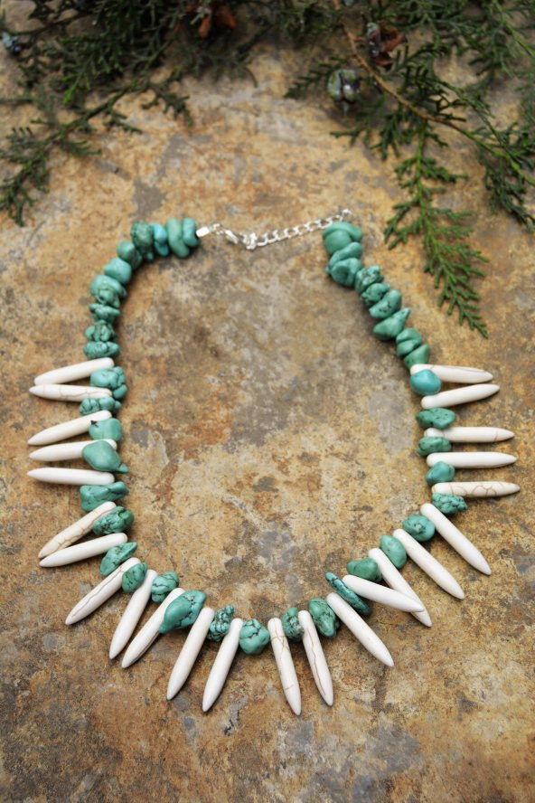 STONEAGE Hastaş Turkuaz Doğal Taş Kolye - Resim 2