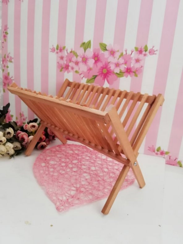 El Yapımı Doğal Ahşap Bulaşıklık Tabaklık Stand - 2