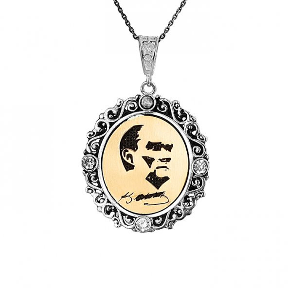 Atatürk İmza Silüet Gümüş Kolye