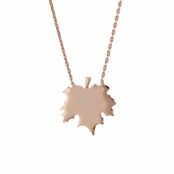 Çınar yaprağı gümüş bayan kolye