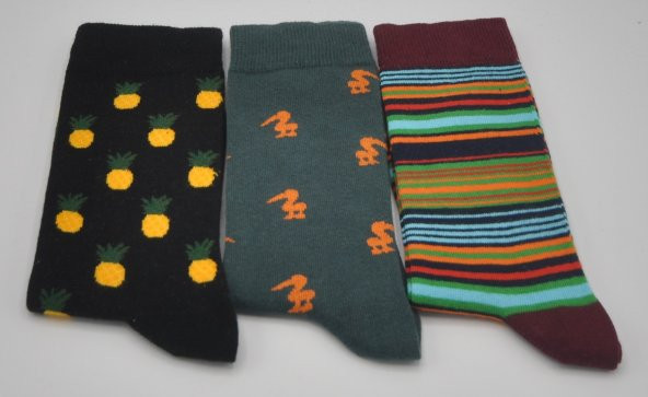 Kişiye Özel Desenli 3lü Kombin Erkek Çorap (Özel Üretim) #4