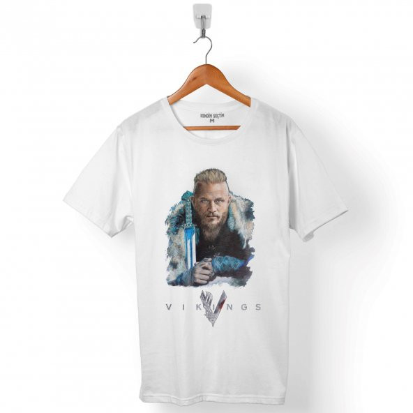 VIKINGS RAGNAR LOTHBROK LOGO SKULL HEAD VİKİNGLER ERKEK TİŞÖRT - 2
