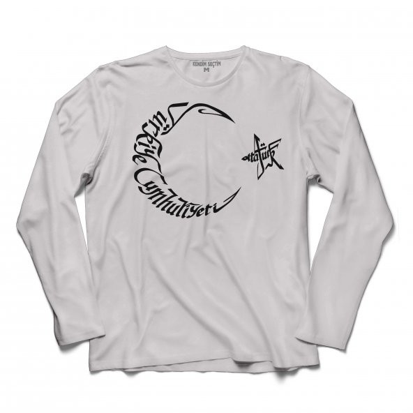 ATATÜRK TC TÜRK BAYRAĞI OSMANLICA ARAPÇA UZUN KOLLU TİŞÖRT - 2