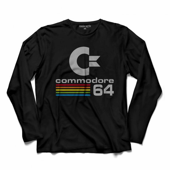 COMMODORE 61 C64 LOGO ANTİKA BİLGİSAYAR UZUN KOLLU TİŞÖRT