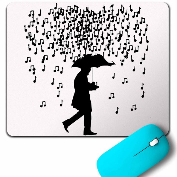 PLAYING MUSIC IN THE RAIN NOTA YAĞMURU ŞEMSİYE MOUSE PAD