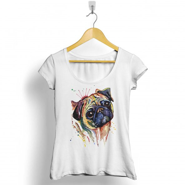 PUG MOPS DOG KÖPEK KAFA KADIN TİŞÖRT - 2