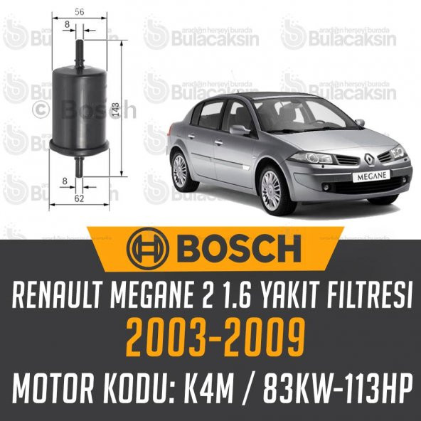 Renault Megane 2 1.6 16V 2003-2009 Bosch Benzin (Yakıt) Filtresi