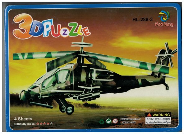 3D Puzzle 3 Boyutlu Maket Puzzle Helikopter Atak Helikopteri