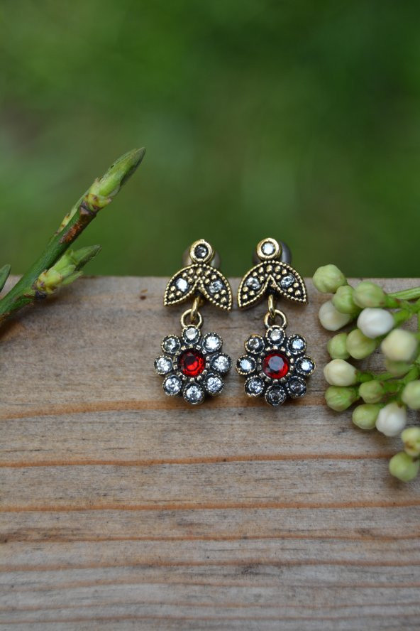 STONEAGE Yakut ve Zirkon Taşlı Bayan Otantik Küpe