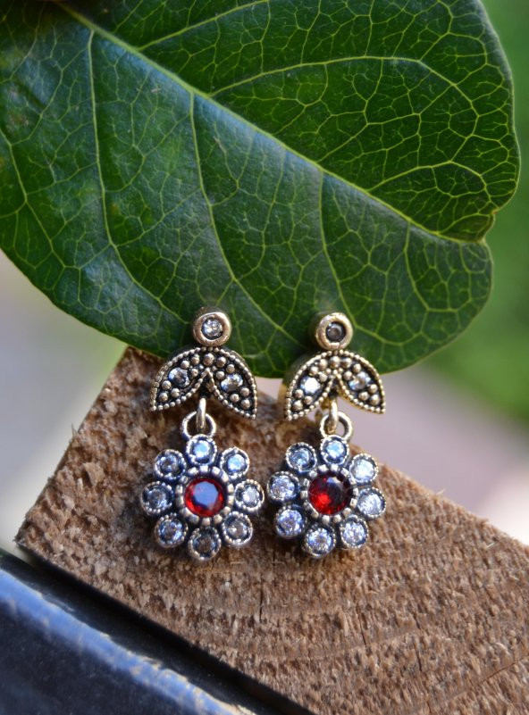 STONEAGE Yakut ve Zirkon Taşlı Bayan Otantik Küpe - 3