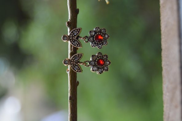 STONEAGE Yakut ve Zirkon Taşlı Bayan Otantik Küpe - 7