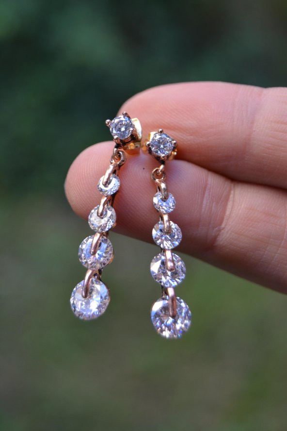 STONEAGE Dört Taş Zarif Zirkon Bayan Küpe ve Kolye Set - 4