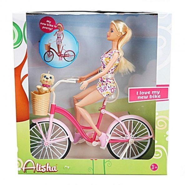 Sunman Alisha Puantiyeli Elbiseli Bisikletli Bebek