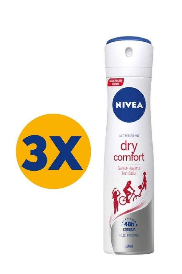 Nivea Deo Sprey Dry Comfort 150 ml Kadın 3lü Eko Set