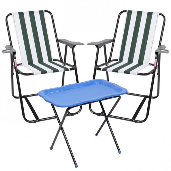 Romee Bahçe Kamp Piknik Sandalyesi 2 Adet + Kamp Sehpası Seti