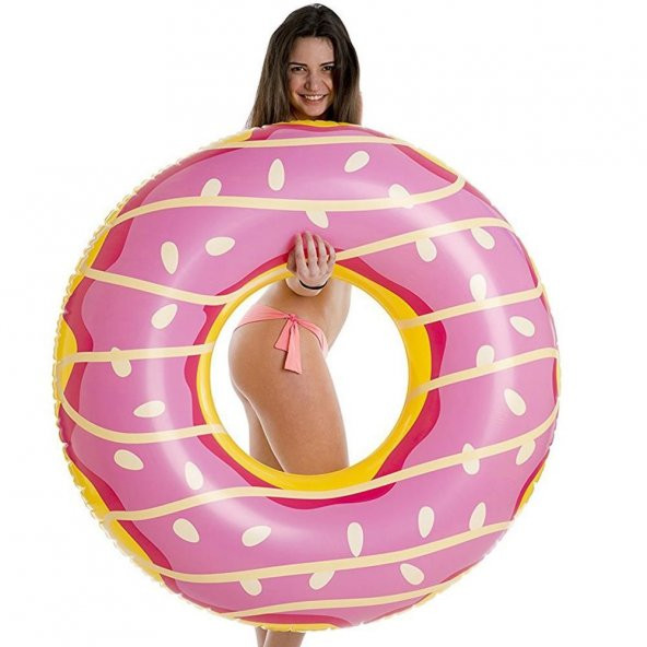 Jumbo Donut Kek 125cm Büyük Boy Simidi Pembe