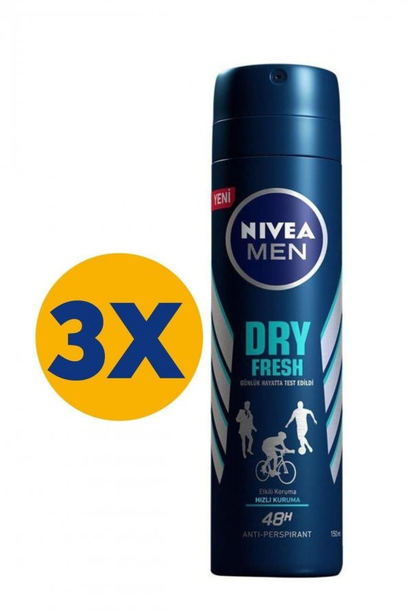 Nivea Deo Sprey Dry Fresh 150 ml Erkek 3lü Eko Set