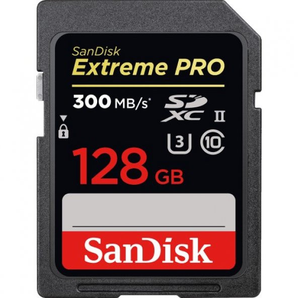 SanDisk Extreme Pro 128GB 300MB/s Class 10 UHS-II SDHC Hafıza Kar
