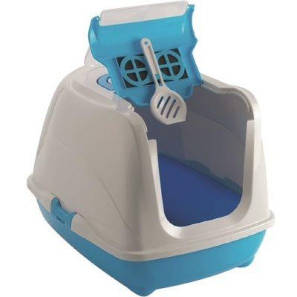 Moderna Flip Cat Kapalı Kedi Tuvaleti Açık Mavi 50 Cm