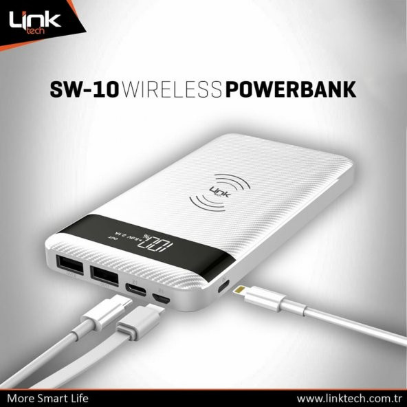 LinkTech Kablosuz Wireless 10000 mAh Powerbank Şarj Cihazı