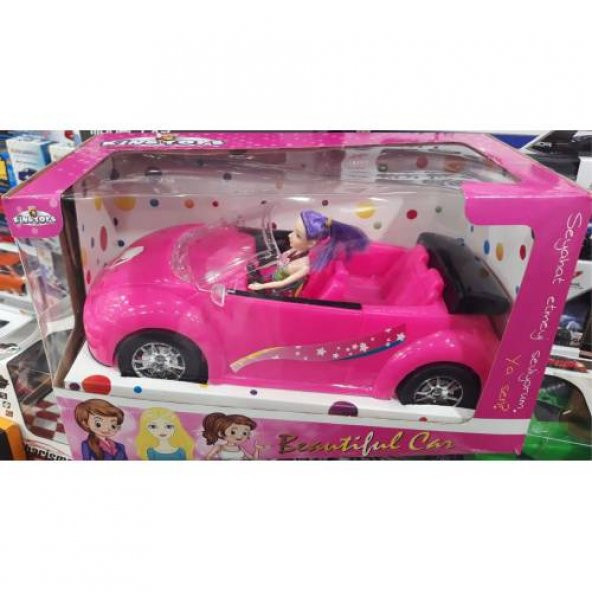 Barbie Arabası Et Bebekli Sürtme Mekanizmalı Oyuncak Araba
