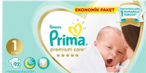 Prima Premium Care Yenidoğan 1 Beden (2-5 Kg) 92 Adet Fırsat Paketi