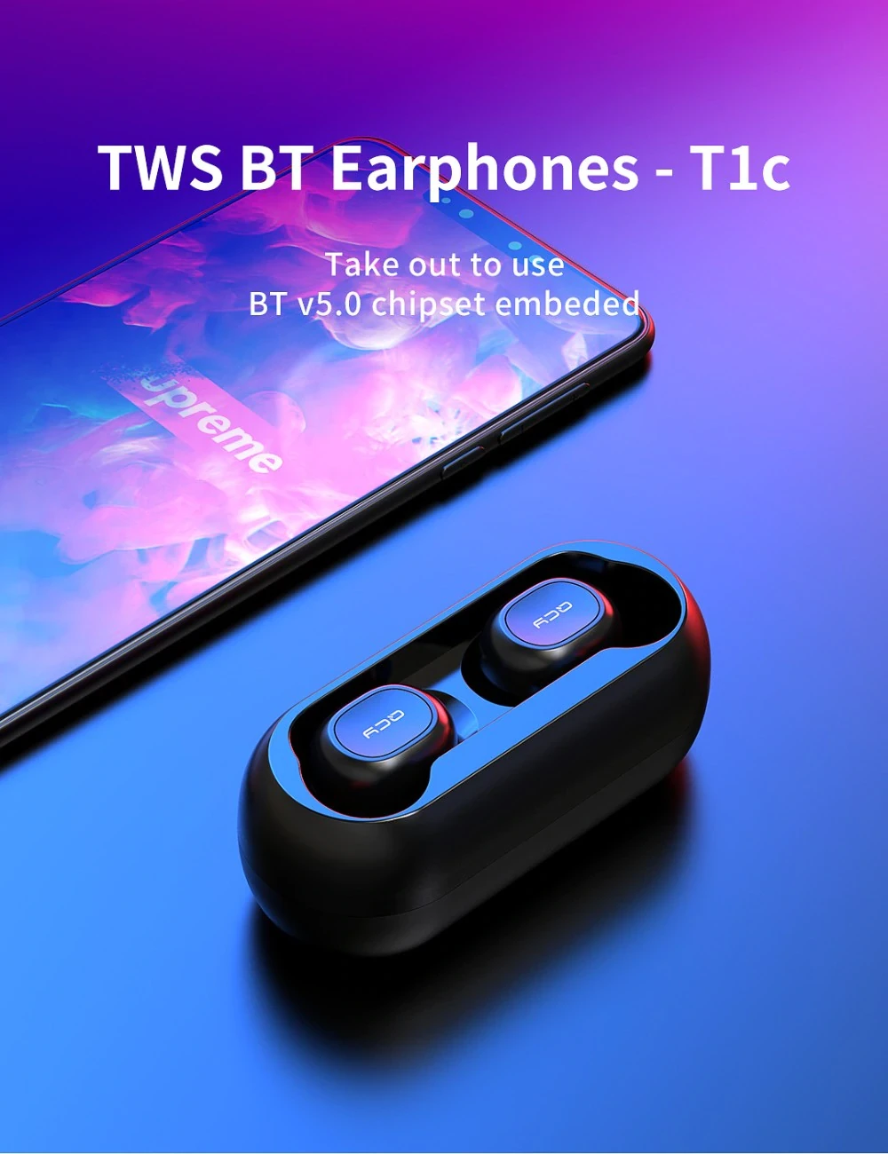 QCY T1C Bluetooth 5.0 Kablosuz Çift Mikrofonlu Kulaklık - 7