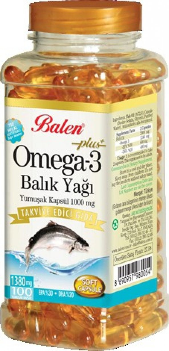 Omega 3 Balık Yağı Yumuşak Kapsül 1380 mg 100 Kapsül