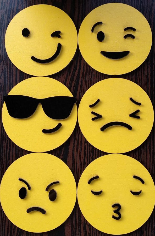 6lı Ahşap Emoji Magnet Seti