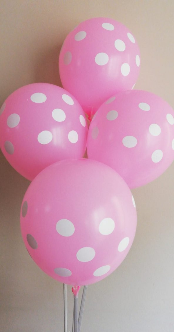 10 Adet Puantiyeli Renkli Baskılı Balon