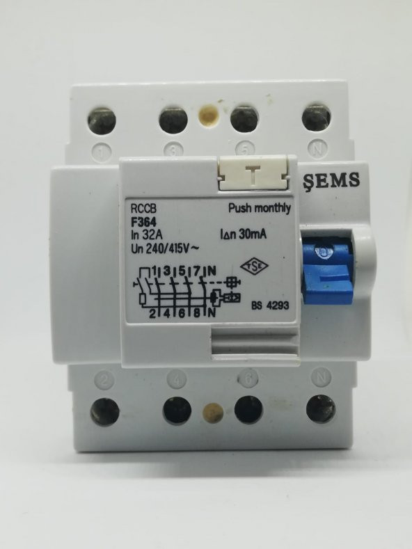Şems Trifaze 4x32A 30 mA Kaçak Akım Rölesi - 1