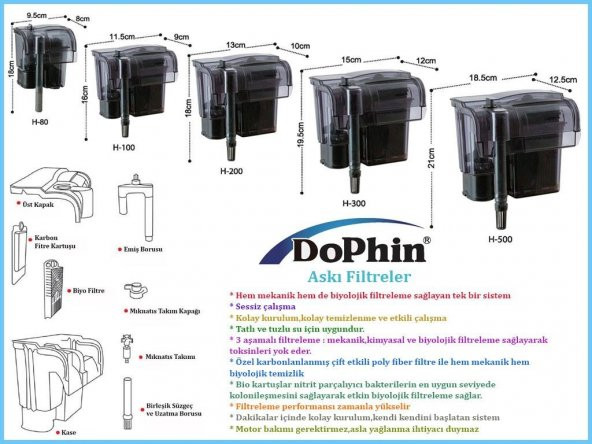 Dophin H500 Askı Filtre 510 lt/h