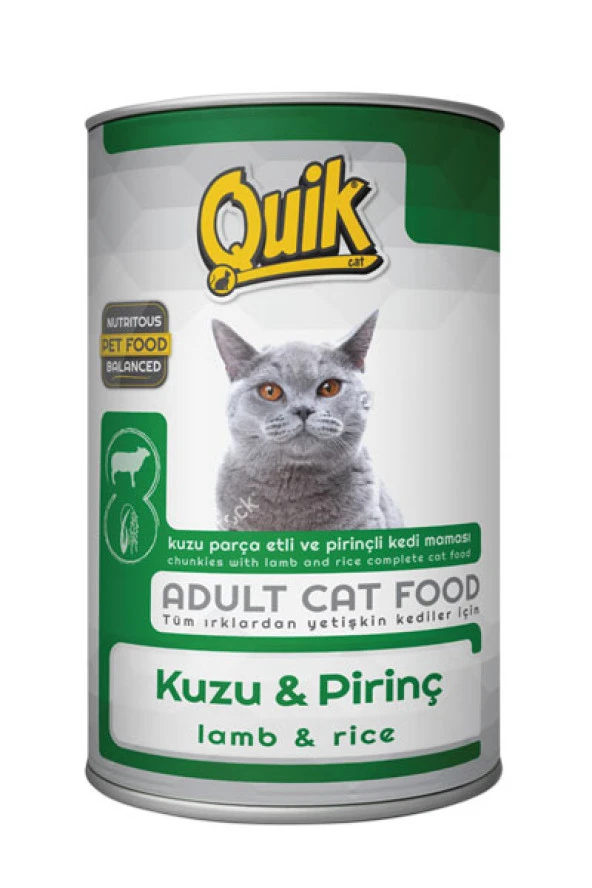 Quik Kedi 415 gr Kuzu Etli-Pirinç Konservesi Skt:11/2028