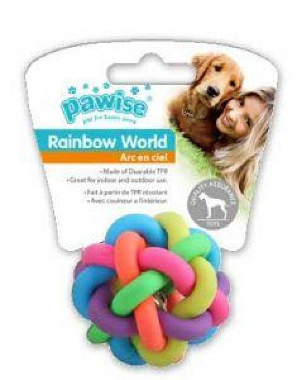 Pawise Rainbow World Örgü Top 6.5 cm Köpek Oyuncak