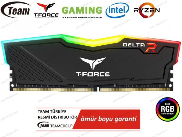 Team T-Force Delta RGB Gaming Performans Serisi 8GB DDR4 2666MHz Pc Ram Bellek CL15 ( Ömür Boyu Garantilidir )