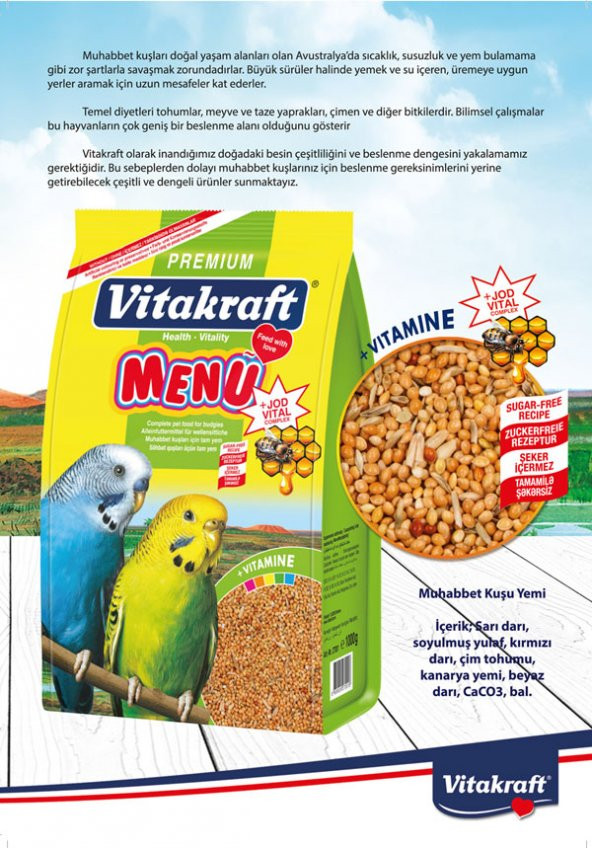 Vitakraft Menü 500 gr Muhabbet Yemi Skt: 01/2024