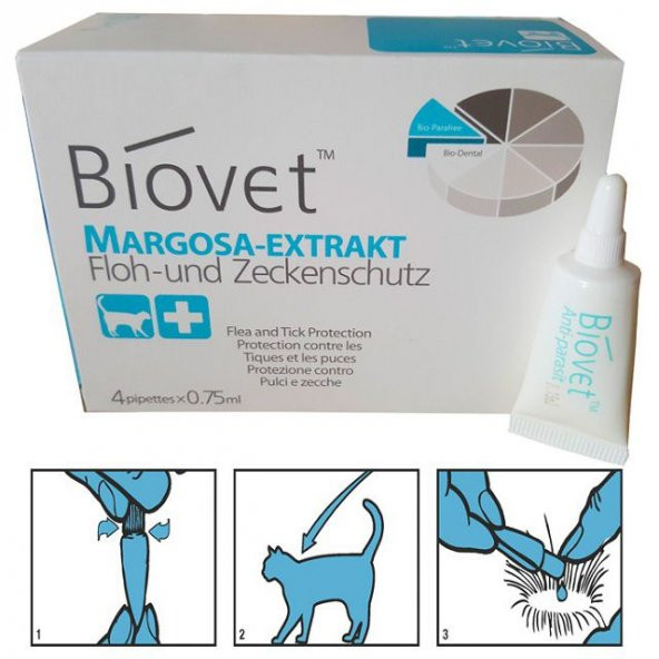 BIOVET PİRE KENE DAMLASI KEDİ İÇİN 4x0.75ml Skt: 05/2023