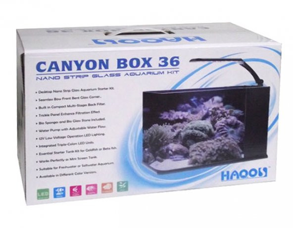 HAQOS CANYON BOX 36 NANO AKVARYUM KİT 14 LT. BEYAZ Ölçüler : 205(B) x 365 (E) x 220 (Y) mm